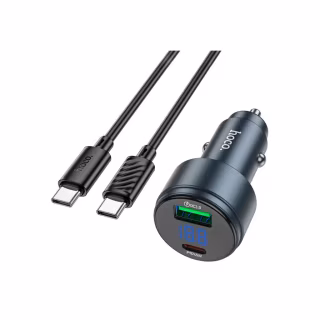 Зарядное устройство HOCO 1xUSB-C PD30W car adapter + cable USB-C to Lightning gray (6942007633062)