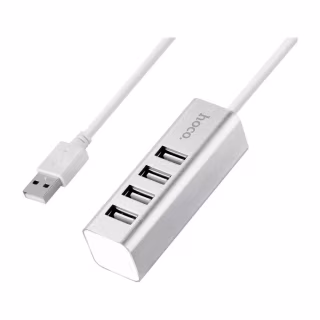 Концентратор HOCO USB 2.0 to 4xUSB Line machine HB1 Silver (6957531038146)