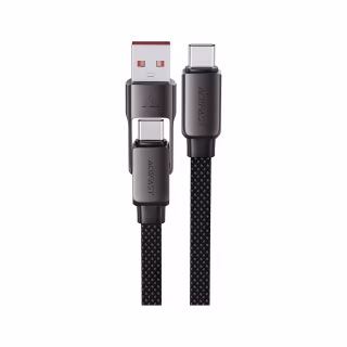 Дата кабель USB-C + USB-A to USB-C 1.2m 3.0A zink alloy C13-04 Black Acefast (6974316282334)