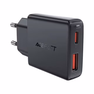 Зарядний пристрій Acefast 2xUSB 30W (USB-C+USB-A) Gan A69 ultra-thin Fast Charger Black (6974316282709)