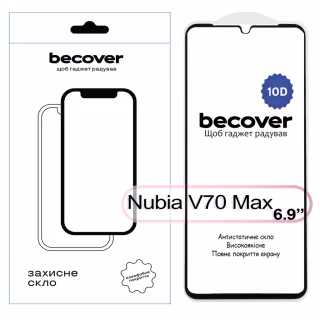 Стекло защитное BeCover Nubia V70 Max 10D Black (713557)