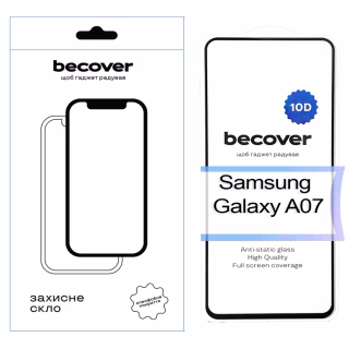 Стекло защитное BeCover 10D Samsung Galaxy A07 SM-A075 Black (713684)