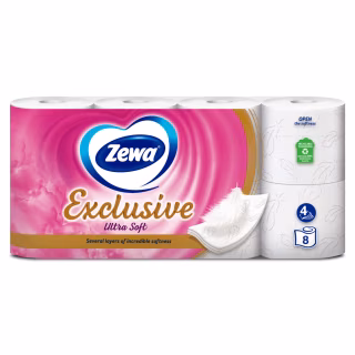 Туалетная бумага Zewa Exclusive Ultra Soft 4 слоя 8 рулонов (7322541046532/7322541191041)