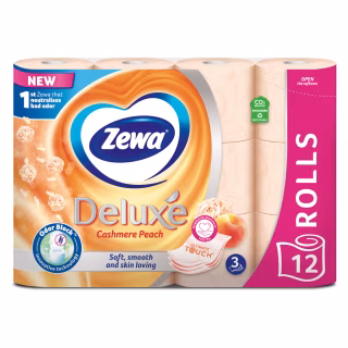 Туалетная бумага Zewa Deluxe Персик 3 слоя 12 рулонов (7322541396026)
