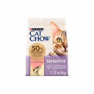 Сухой корм для кошек Purina Cat Chow Sensitive с лососем 1.5 кг (7613035394131)