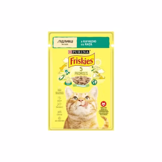 Вологий корм для кішок Purina Friskies шматочки у підливі з качкою 85 г (7613036962278)