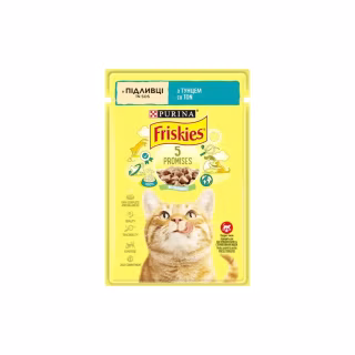 Вологий корм для кішок Purina Friskies шматочки у підливі з тунцем 85 г (7613036962315)