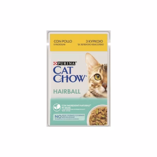 Влажный корм для кошек Purina Cat Chow Hairball с курицей и зеленой фасолью в желе 85г (7613037031393)