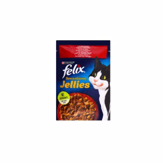 Влажный корм для кошек Purina Felix Sensations Jellies с говядиной и томатами в желе 85 г (7613039831724)