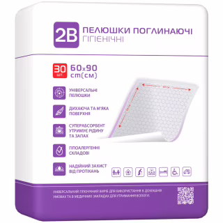 Пеленки для младенцев 2B Поглотительные 60х90 см 30 шт (7640341150908)