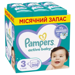 Підгузки Pampers Active Baby Midi Розмір 3 (6-10 кг) 208 шт (8001090910745)