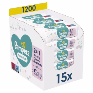 Дитячі вологі серветки Pampers Sensitive 15 x 80 шт. (8001841063188)