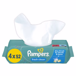 Дитячі вологі серветки Pampers Fresh Clean 4х52 шт (8001841077949)