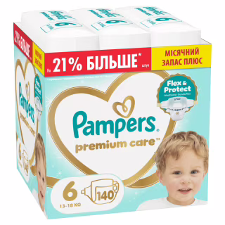 Подгузники Pampers Premium Care Розмір 6 (13-18 кг) 140 шт (8006530223683)