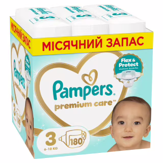 Подгузники Pampers Premium Care Розмір 3 (6-10 кг) 180 шт (8006530223720)