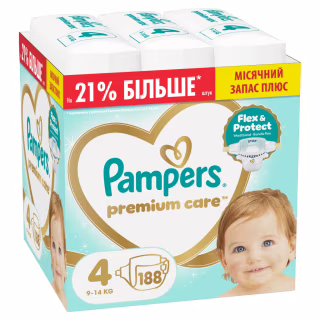 Подгузники Pampers Premium Care Розмір 4 (9-14 кг) 188 шт (8006530223829)
