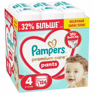 Подгузники Pampers Premium Care Pants Розмір 4 (9-15 кг) 124 шт (8006530315852)