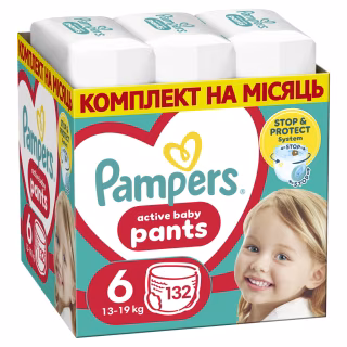 Підгузки Pampers трусики Pants Giant Розмір 6 (14-19 кг) 132 шт (8006540068632)