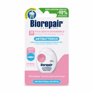 Зубна нитка Biorepair Захист ясен Розширювальна з гідроксиапатитом і гіалуроновою кислотою 30 м (8017331058244)