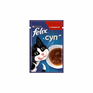 Вологий корм для кішок Purina Felix Суп з яловичиною 48 г (8445290571625)