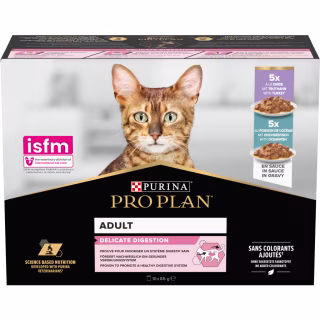 Вологий корм для кішок Purina Pro Plan Delicate Digestion Мультипак індичка та океанічна риба 10 х 85 г (8445290855817)