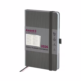 Еженедельник Axent датированный 2026 Partner Lines 125х195, серый (8515-26-03-A)