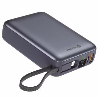 Батарея універсальна SWISSTEN 20000mAh SPACE 22/5W PD QC w/built-in cables USB-C/LIGHTNING Silver (8595217490598)