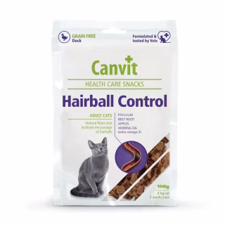 Лакомство для котов Canvit Hairball Control для выведения комков шерсти с уткой 100 г (8595602514083)