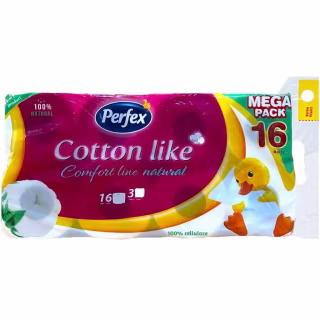 Туалетний папір Perfex Cotton Like Comfort Line 3 шари 16 рулонів (8606110850522)