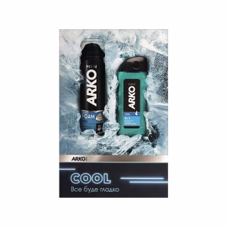 Набор косметики ARKO Men Cool Пена для бритья 200 мл + Гель для душа 260 мл (8690506546717)