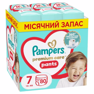 Підгузки Pampers Premium Care Pants Трусики Розмір 7 (15+ кг) 80 шт. (8700216338981)