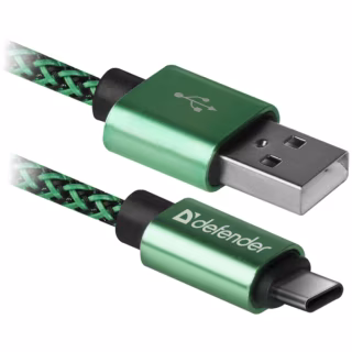 Дата кабель USB 2.0 AM to USB-C 1.0m PRO green Defender (87816)