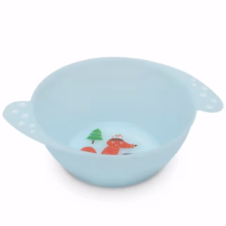 Тарілка дитяча Baboo з ручками глибока Love story Fox блакитна (90430)