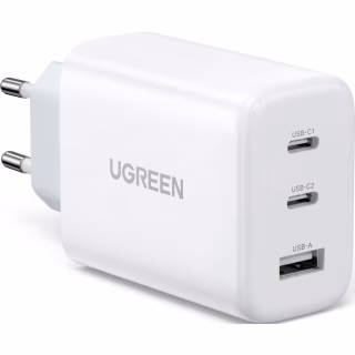 Зарядний пристрій UGREEN 3xUSB 65W (2xType-C+USB QC3.0) Fast Charger White CD275 (90496)