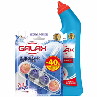 Набор бытовой химии Galax das Power Clean Для чистки унитаза Ультра блеск 750 г + Туалетный блок Океан 55 г (9200000987528)