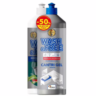 Набор бытовой химии Wash&Free Чистящее средство универсальное 1000 г + Средство для мытья посуды Алоэ и земляника 1000 г (9200000991044)