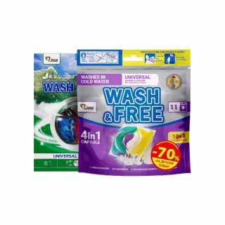 Набор бытовой химии Wash&Free Капсулы для стирки Жасмин и лаванда 10+1 шт. + Порошок Горная свежесть 400 г (9202009988865)
