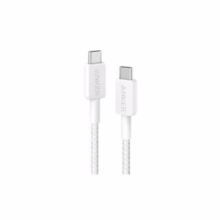 Дата кабель USB-C to USB-C 0.9m nylon 322 white Anker (A81F5H21/A81F5G21)