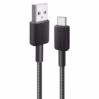 Дата кабель USB 2.0 AM to USB-C 1.8m nylon 322 black Anker (A81H6G11)