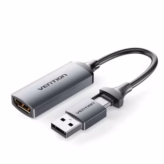 Переходник USB-C + USB-A to HDMI M 0.1m video capture gray Vention (ACWHA)