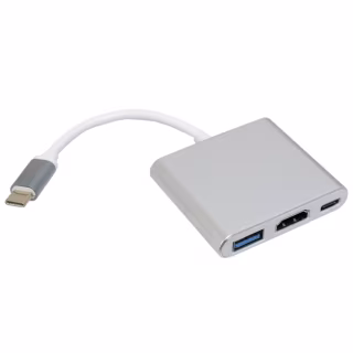 Концентратор Patron USB-C to HDMI + USB 3.0 + USB-C 0.1m silver (ADAPT-PN-TYPE-C-HUB)