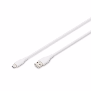 Дата кабель USB 2.0 AM to USB-C 2.0m 60W white Digitus (AK-300340-020-W)