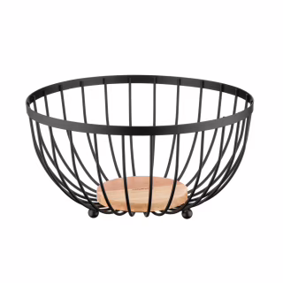 Фруктовница Ardesto Midori 25х25х13см, метал, дерево, чорний (AR0904B)