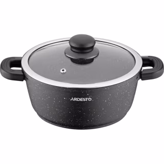 Каструля Ardesto Gemini Anzio скляна кришка 20 см 2,5 л чорна (AR2420GE)