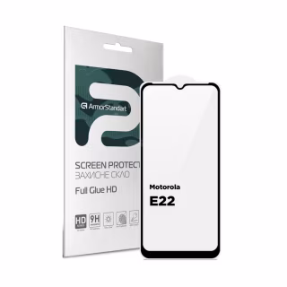 Стекло защитное Armorstandart Full Glue HD Motorola E22 Black (ARM67051)