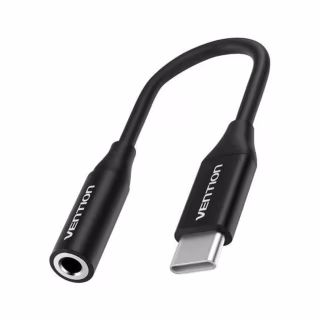 Переходник USB-C M to 3.5mm F 0.1m DAC black Vention (BIHBA)
