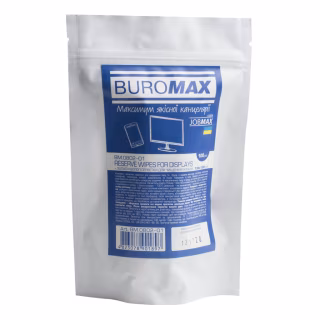 Серветки Buromax JOBMAX Wet wipes for DISPLAYS 100pcs, plastic pouch (BM.0802-01)