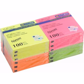 Бумага для заметок Buromax with adhesive layer 76х76мм, 100sheets, NEON colors (BM.2312-98)