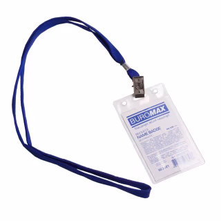 Бейдж Buromax вертикальный, 64 х 108 мм, со шнурком на клипе (BM.5413)