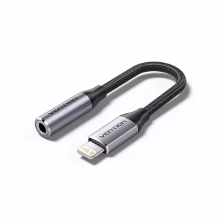 Переходник Lightning to 3.5mm 0.1m cotton braided aluminum gray Vention (BMBHA)